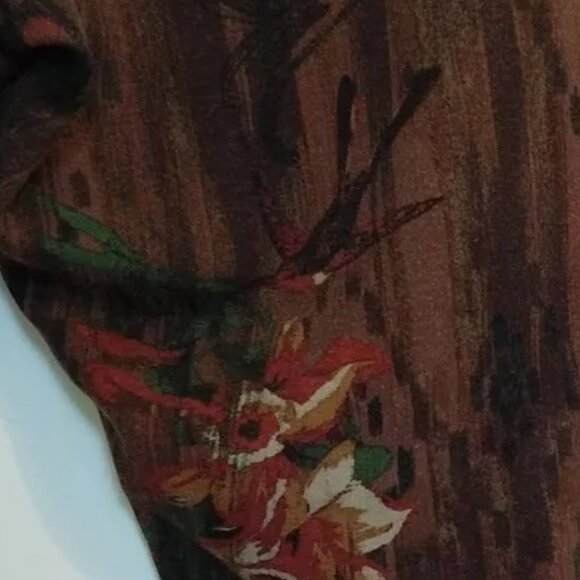 Slim-sation 3X Leggings Lounge Pants Brown Floral Bird Print Plus Size - Picture 2 of 6